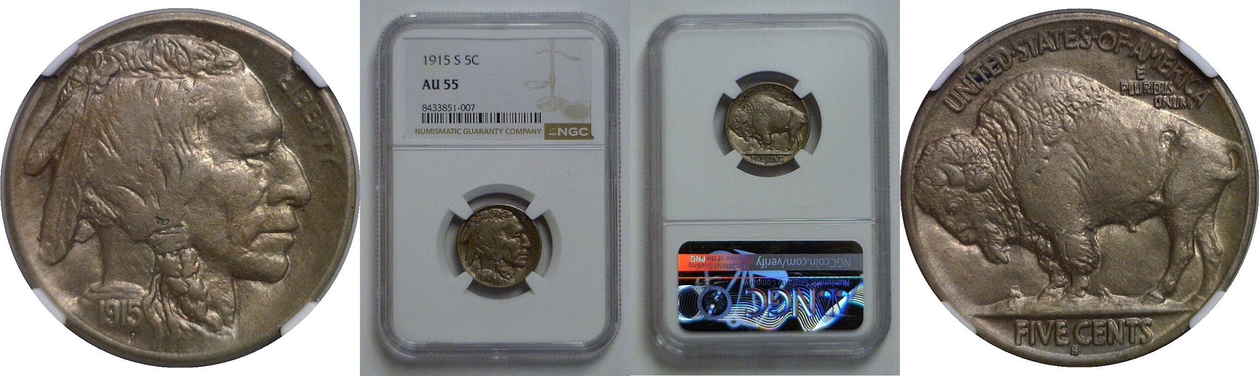 1915-S Buffalo Nickel   NGC AU-55