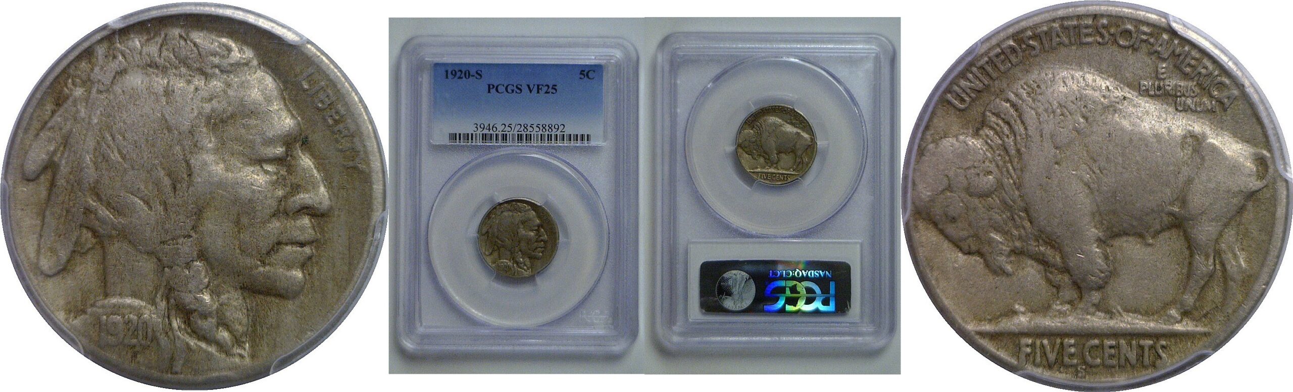 1920-S Buffalo Nickel   PCGS VF-25