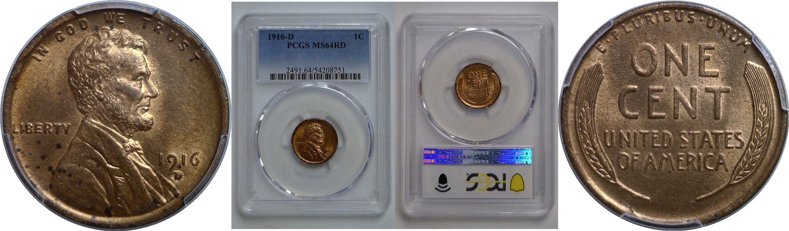 1916-D Lincoln Cent   PCGS MS-64 RD