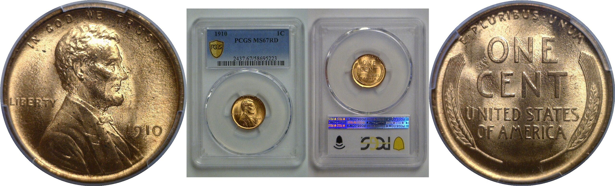 1910 Lincoln Cent   PCGS MS-67 RD