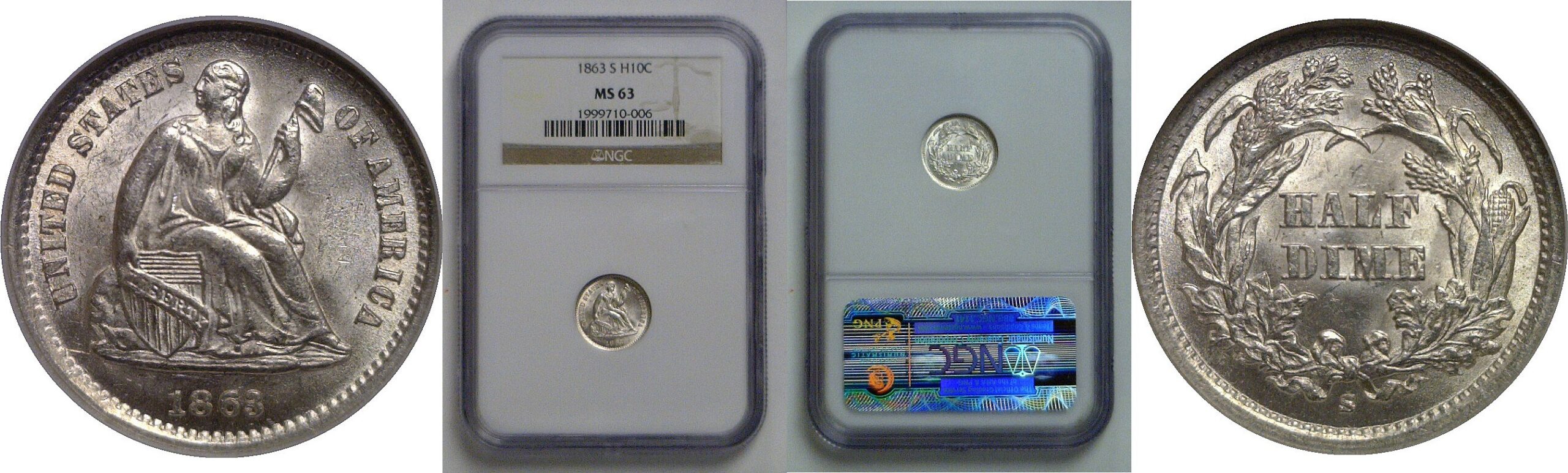 1863-S Seated Liberty Half Dime   NGC MS-63