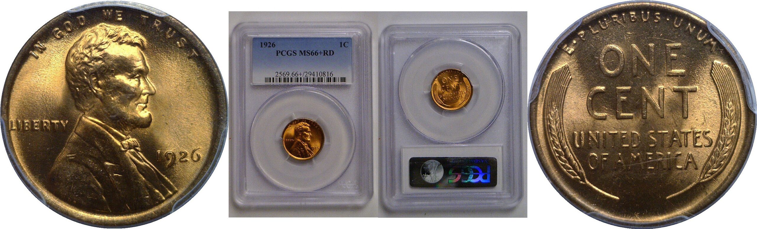 1926 Lincoln Cent   PCGS MS-66+ RD