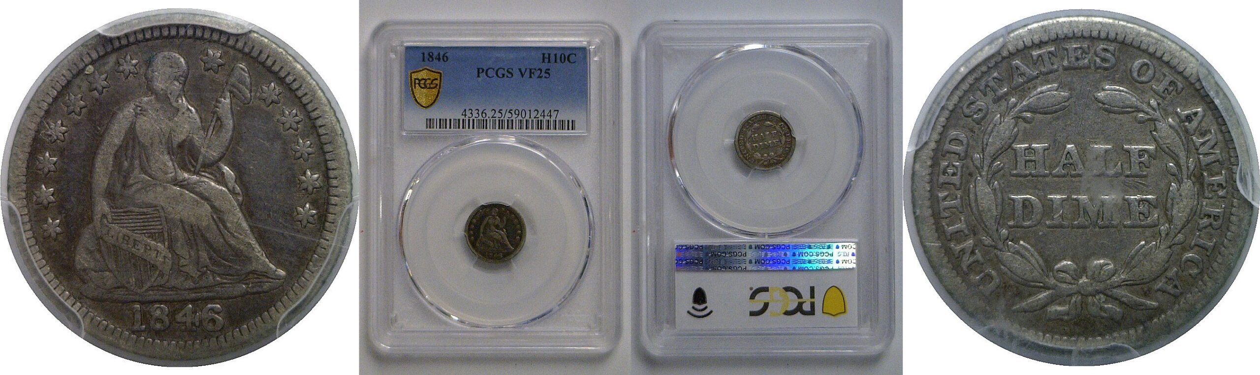 1846 Seated Liberty Half Dime   PCGS VF-25