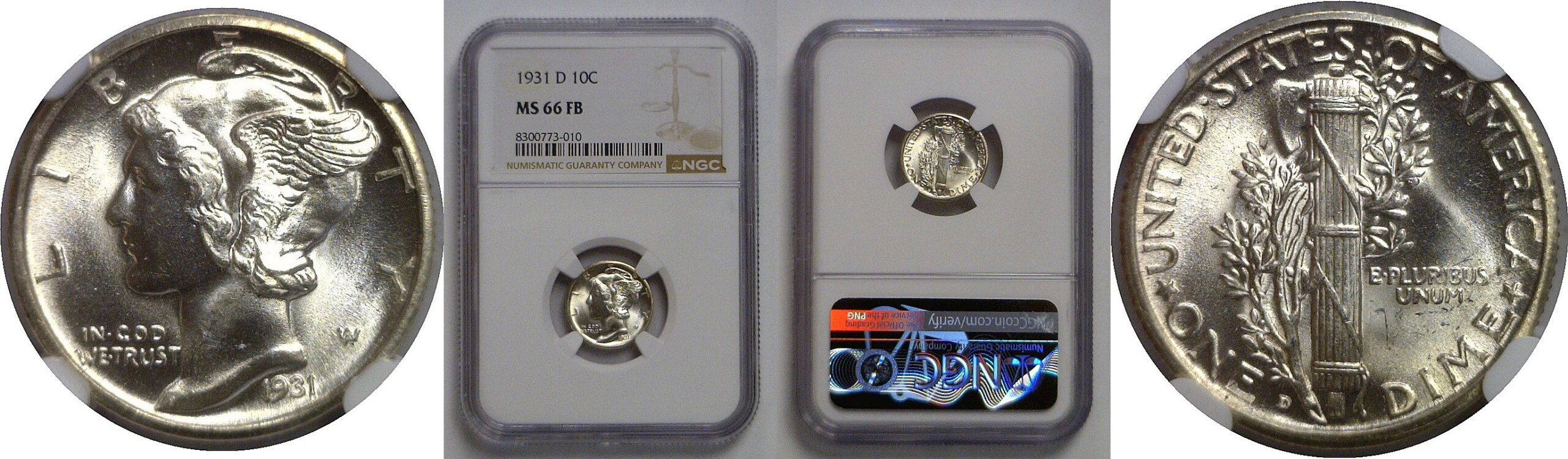 1931-D Mercury Dime   NGC MS-66 FB