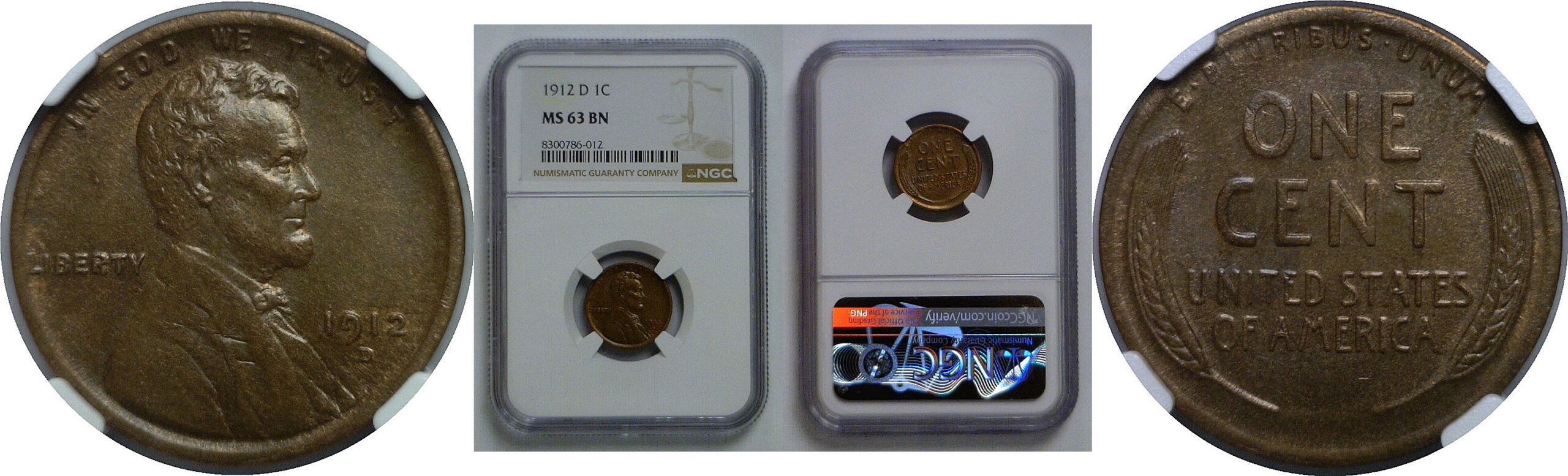 1912-D Lincoln Cent   NGC MS-63 BN