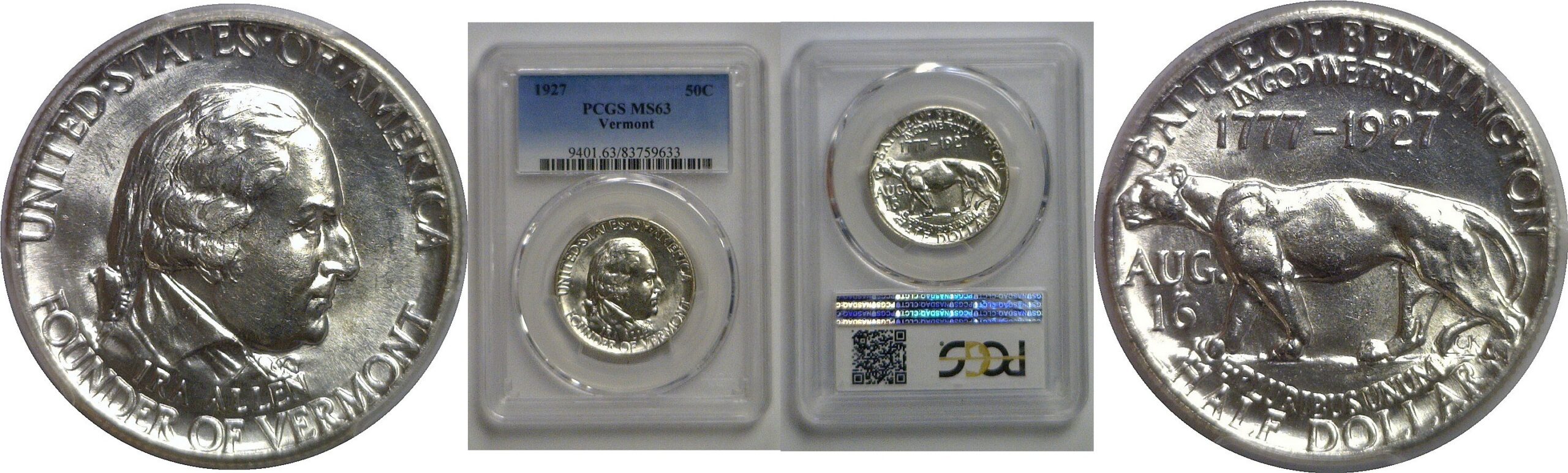 1927 Vermont Commemorative Half Dollar   PCGS MS-63