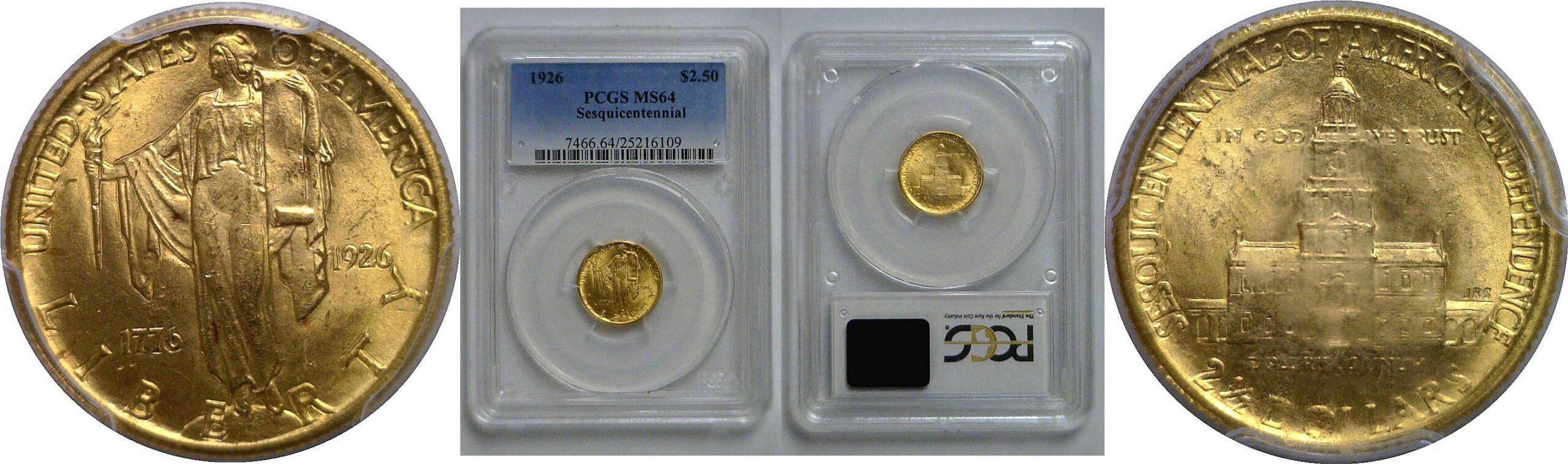 1926 $2 1/2 Sesquicentennial Gold Commemorative   PCGS MS-64