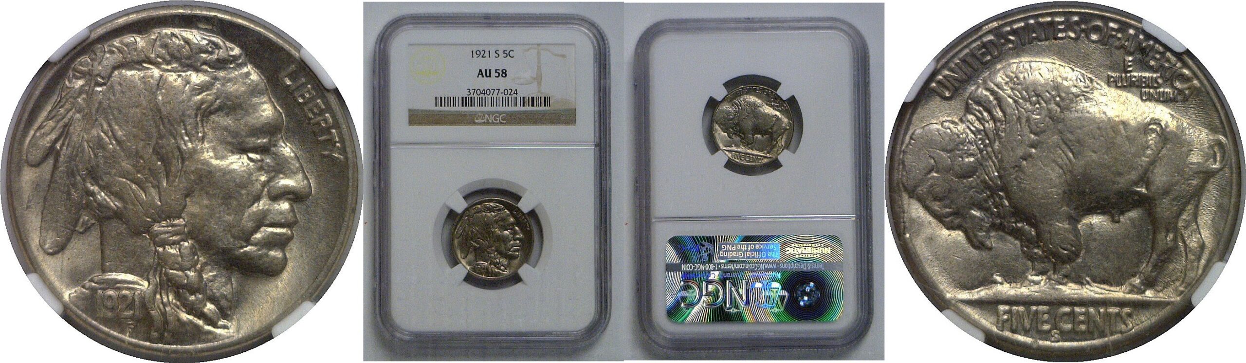 1921-S Buffalo Nickel   NGC AU-58