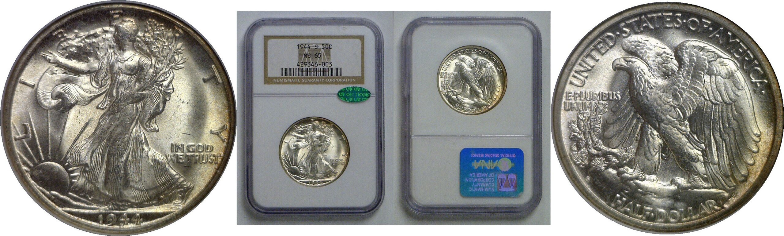 1944-S Walking Liberty Half Dollar   NGC MS-65  CAC