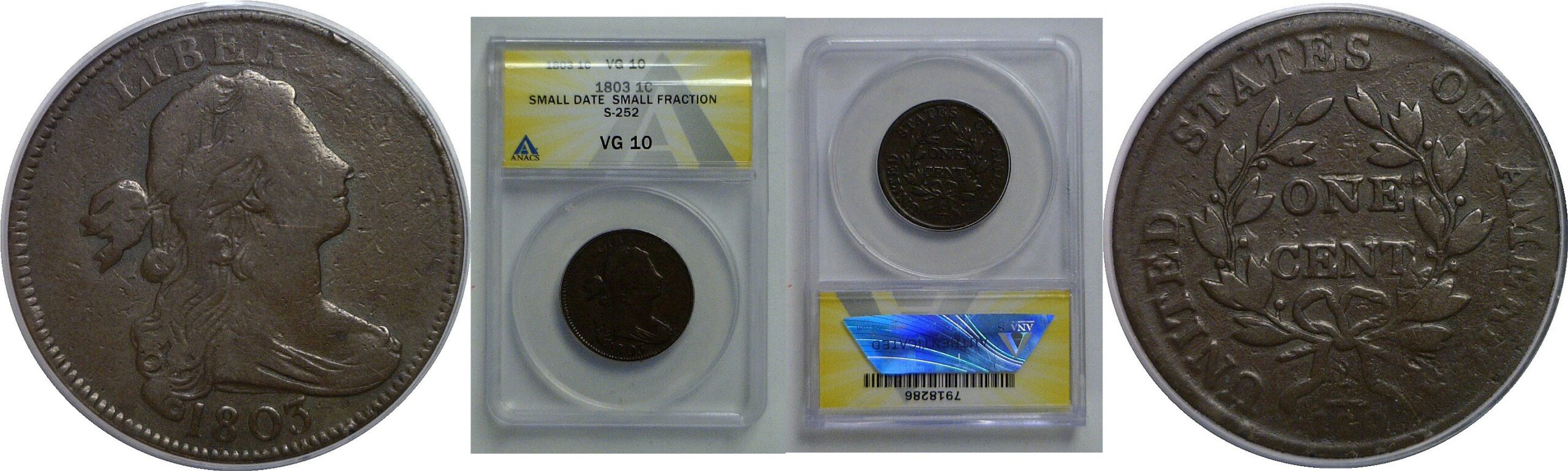 1803 Large Cent   ANACS VG-10