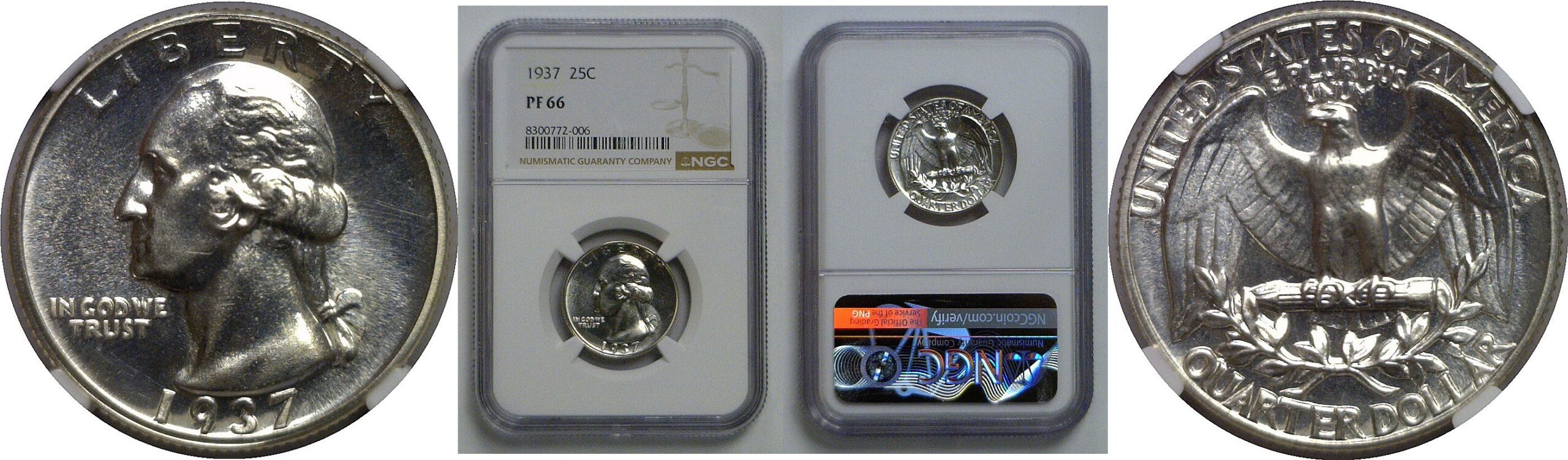 1937 Washington Quarter   NGC PF-66