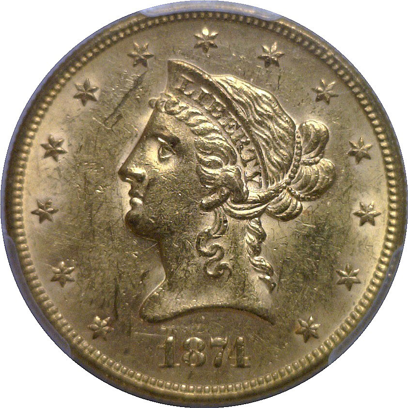 1874 $10 Liberty PCGS MS-61 - Coast to Coast Coins & Currency