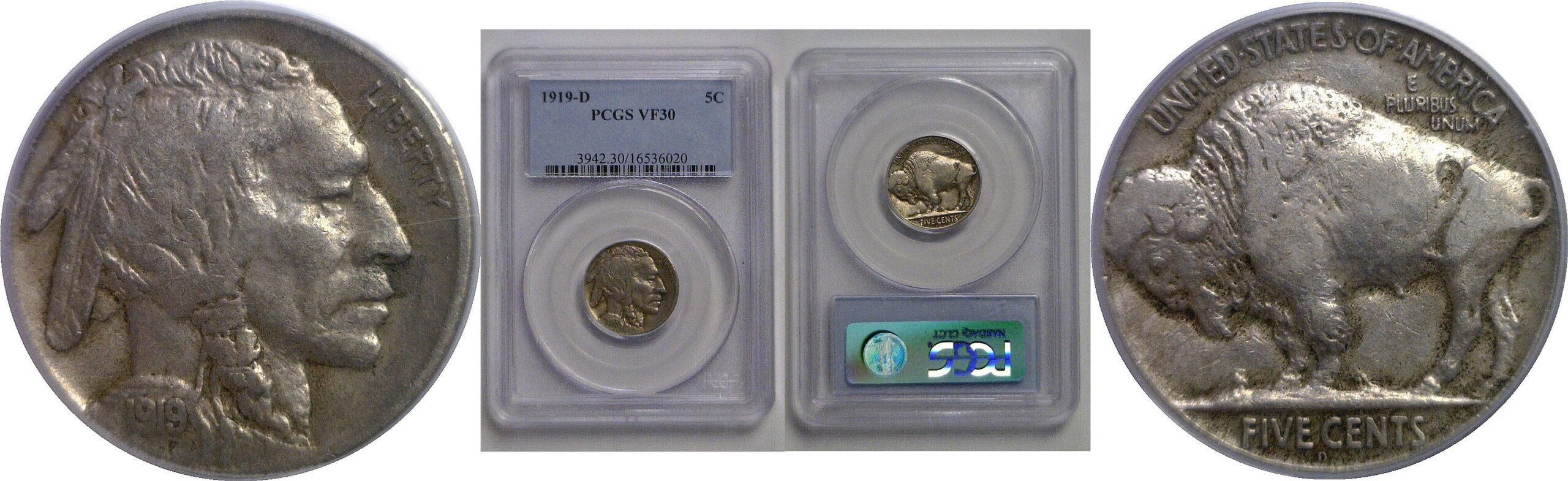 1919-D Buffalo Nickel   PCGS VF-30