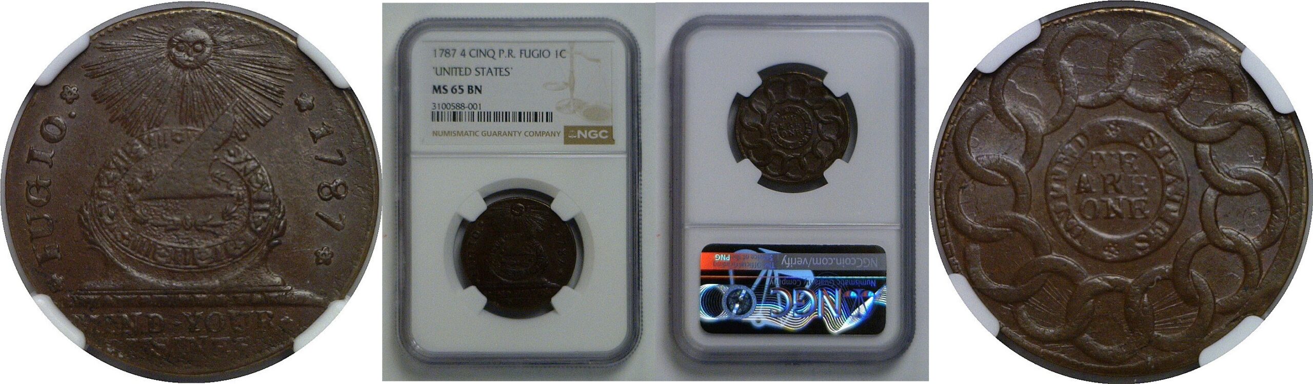 1787 Fugio Cent   NGC MS-65 BN