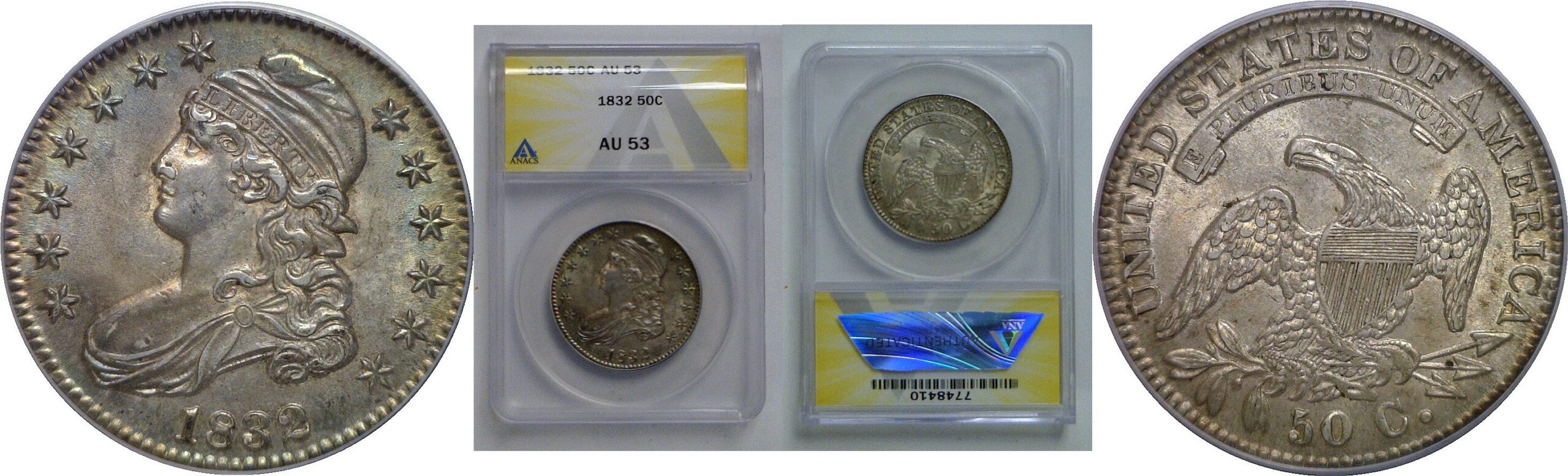 1832 Bust Half Dollar   ANACS AU-53