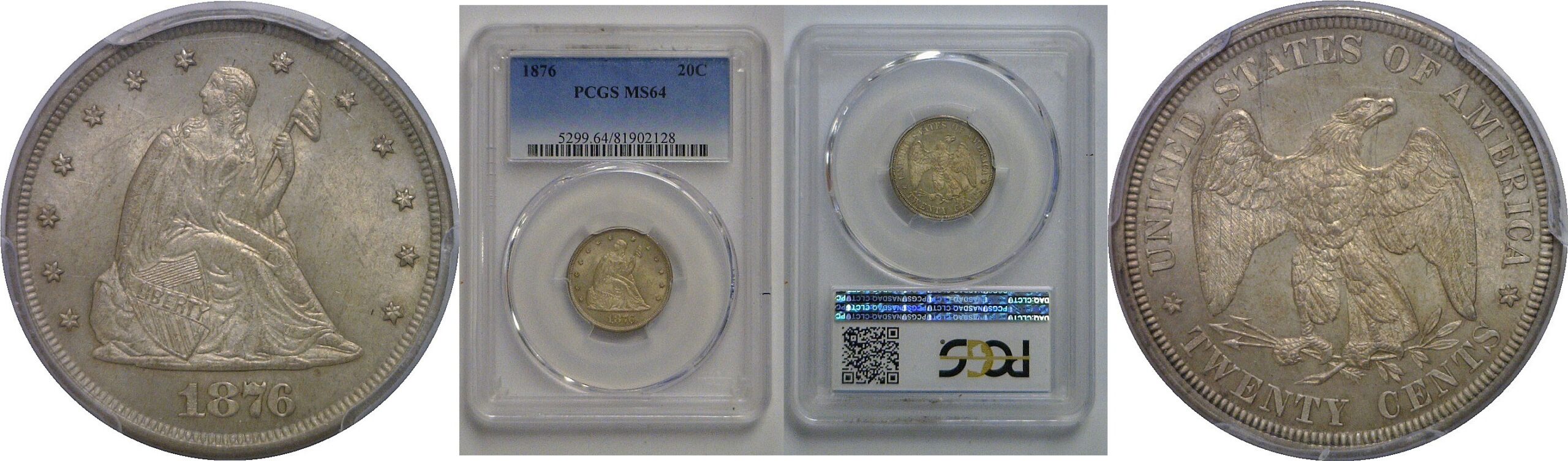 1876 Twenty Cent Piece   PCGS MS-64