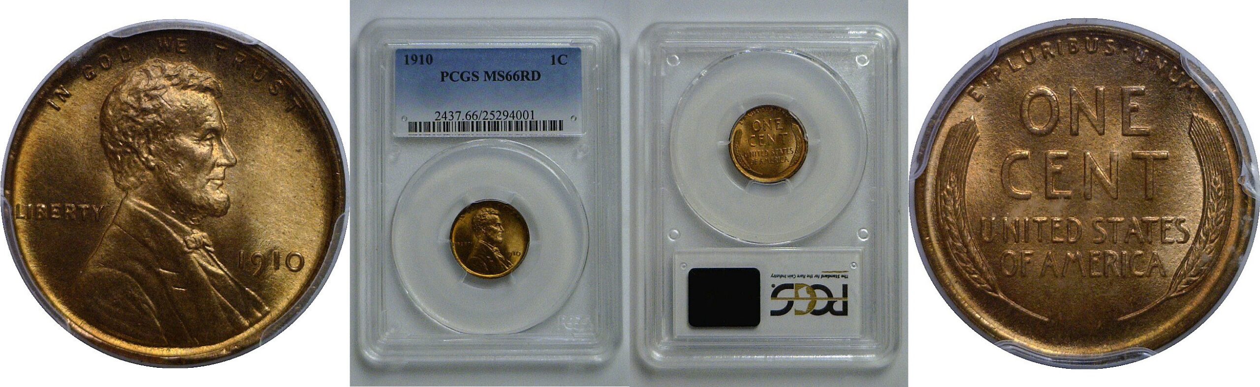 1910 Lincoln Cent   PCGS MS-66 RD