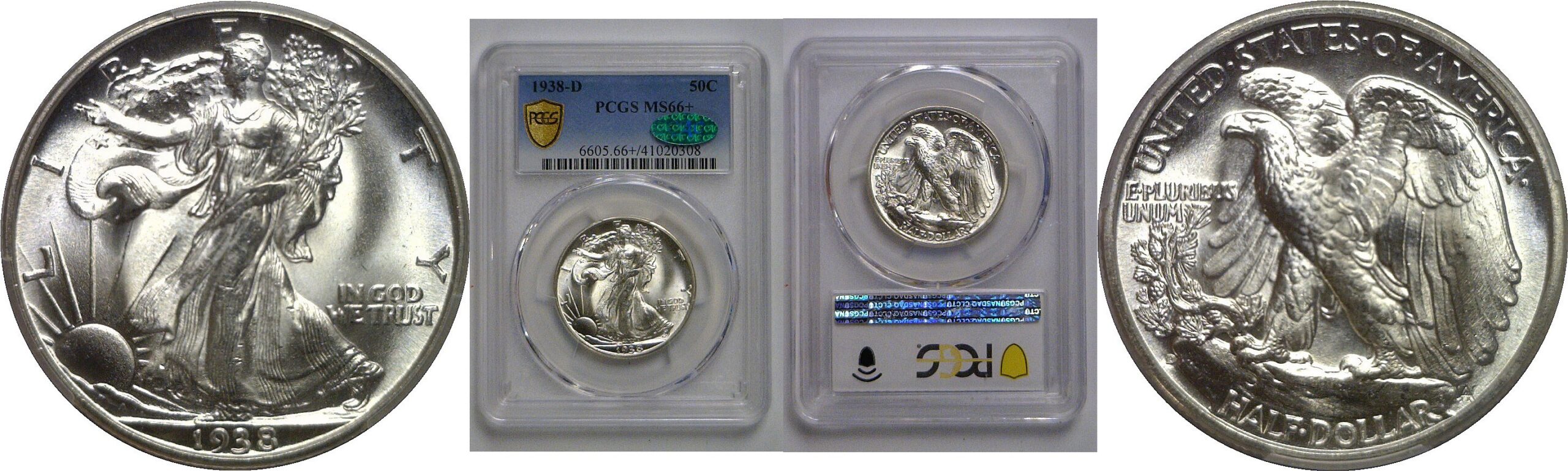 1938-D Walking Liberty Half Dollar   PCGS MS-66+  CAC