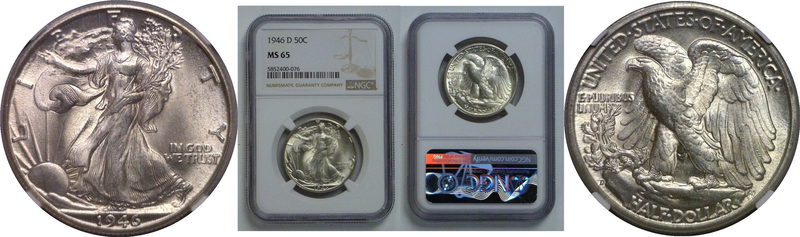 1946-D Walking Liberty Half Dollar   NGC MS-65