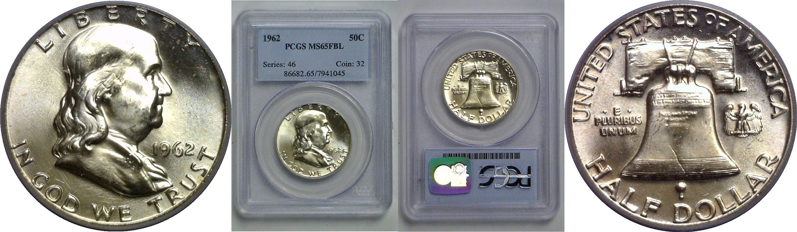 1962 Franklin Half Dollar   PCGS MS-65 FBL