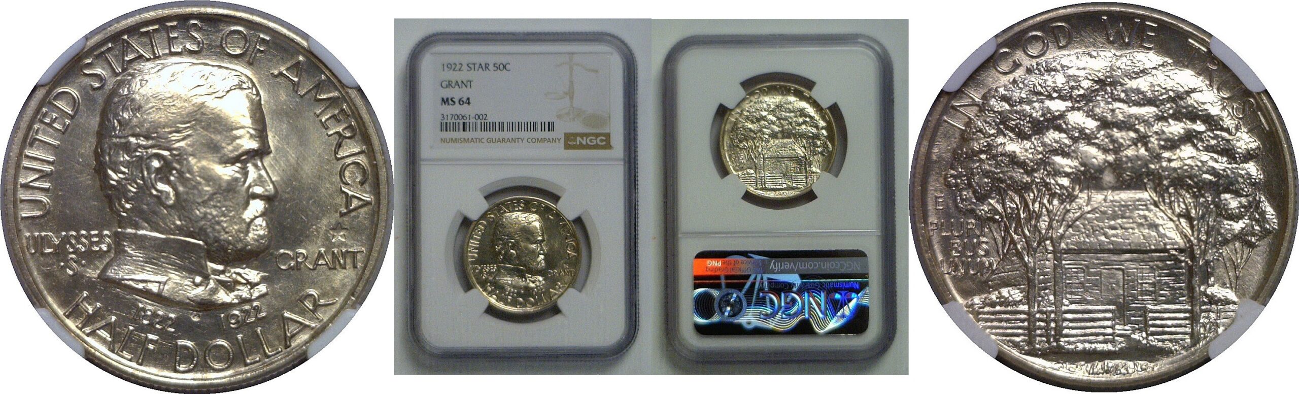 1922 Grant, Star  Silver Commemorative Half Dollar   NGC MS-64