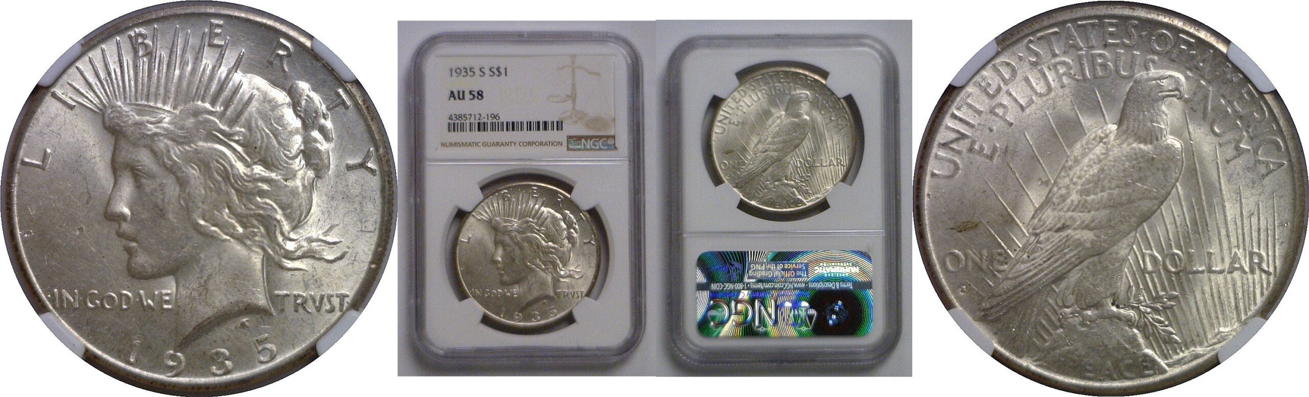 1935-S Peace Dollar   NGC AU-58