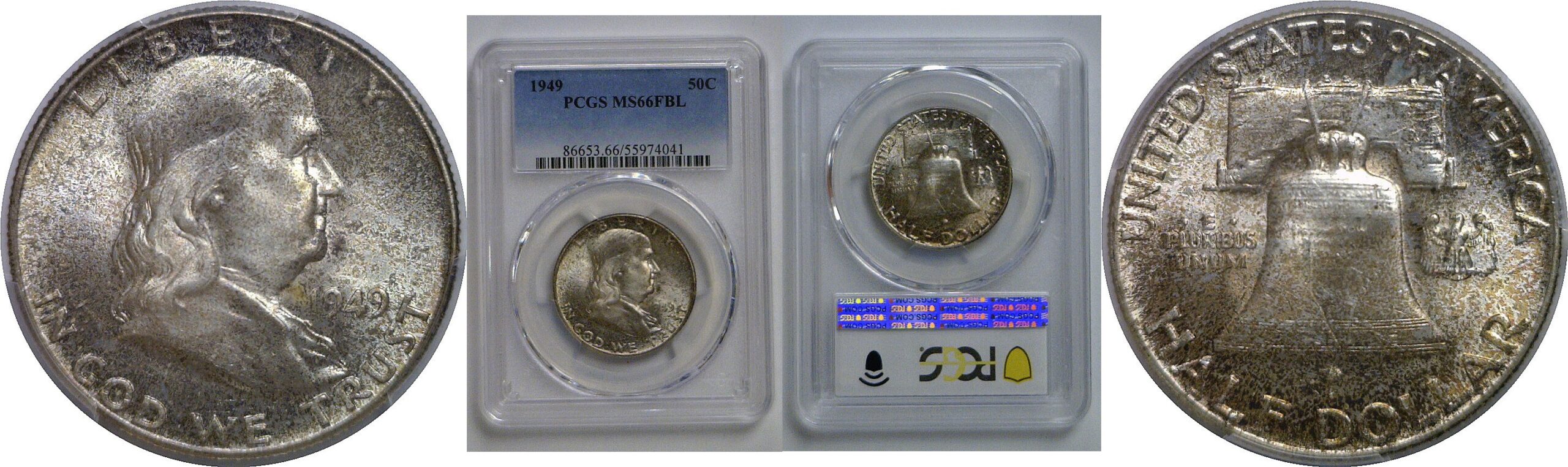 1949 Franklin Half Dollar   PCGS MS-66 FBL