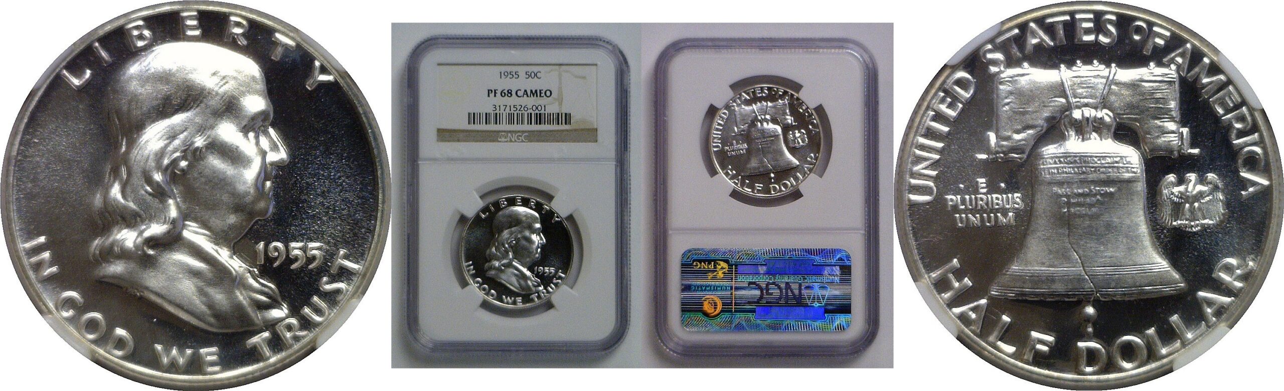1955 Franklin Half Dollar   NGC PF-68 Cameo