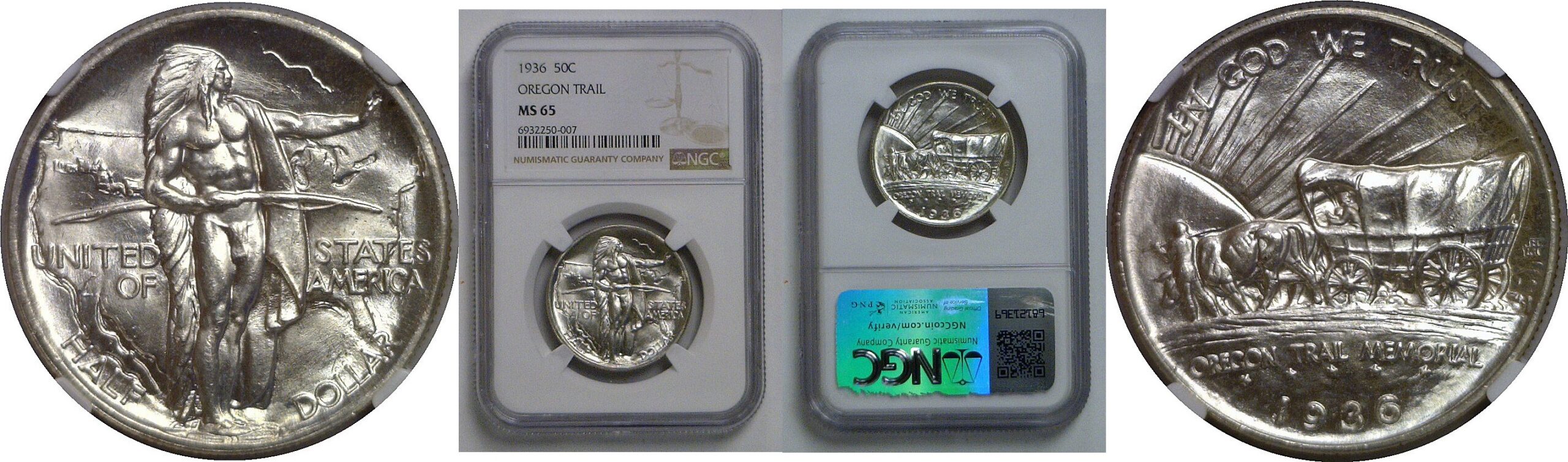 1936 Oregon Trail Commemorative Half Dollar    NGC MS-65