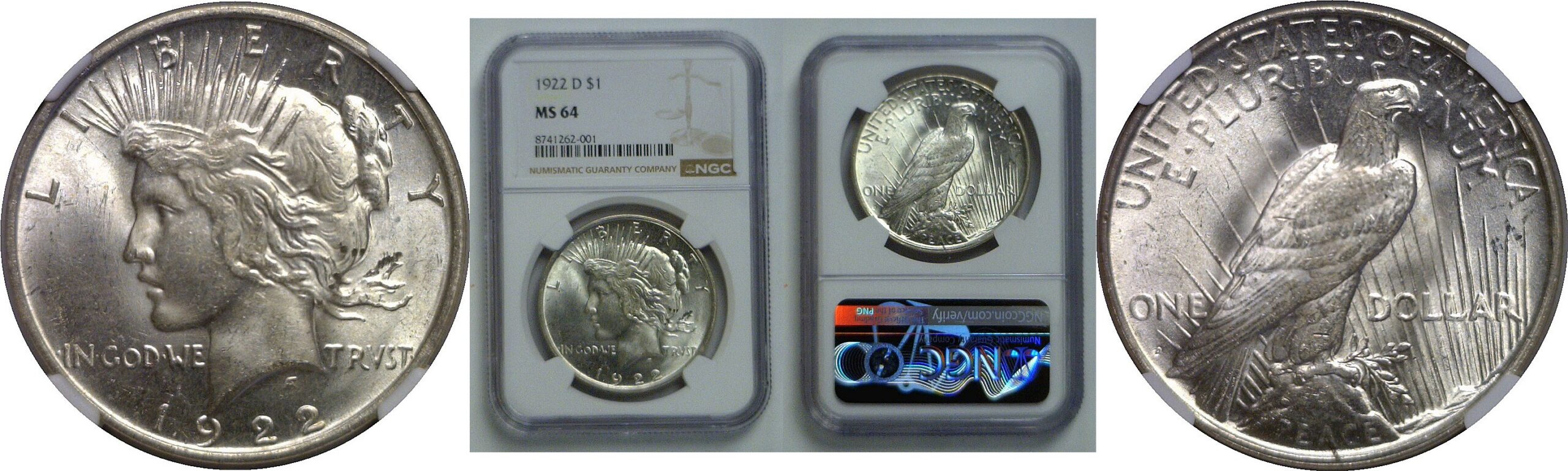 1922-D Peace Dollar   NGC MS-64