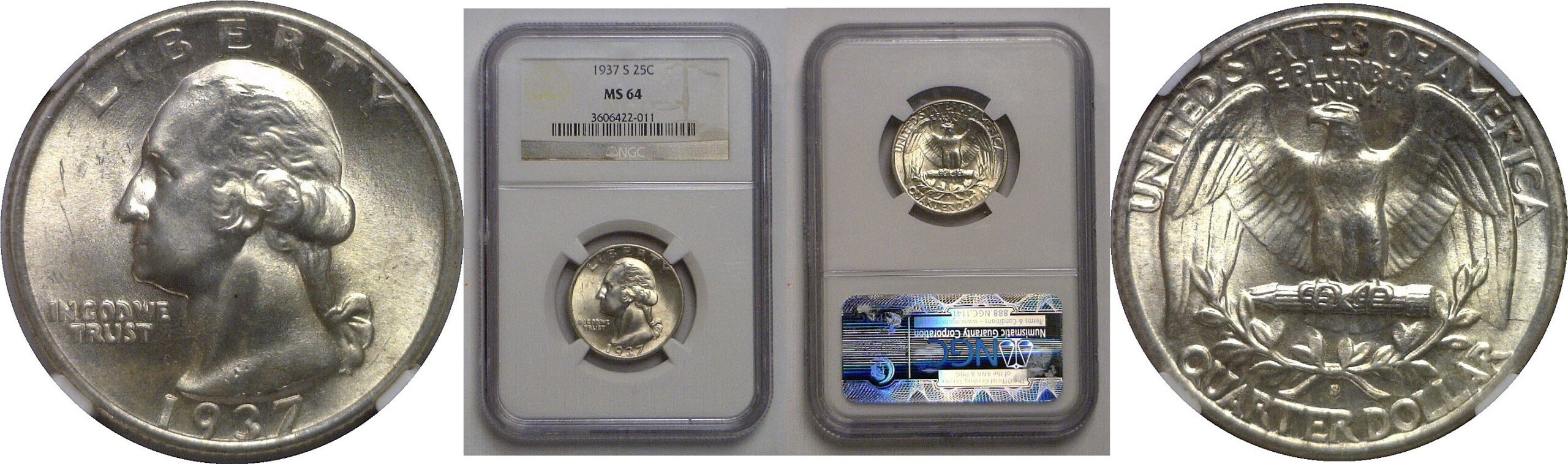 1937-S Washington Quarter   NGC MS-64