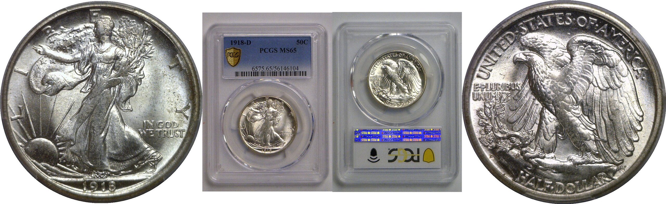 1918-D Walking Liberty Half Dollar   PCGS MS-65