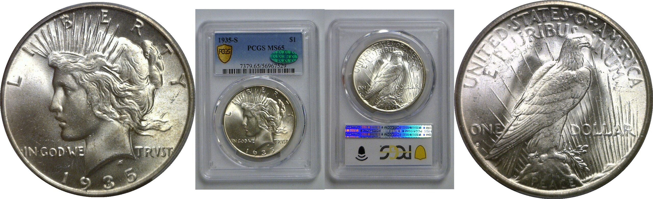 1935-S Peace Dollar   PCGS MS-65  CAC