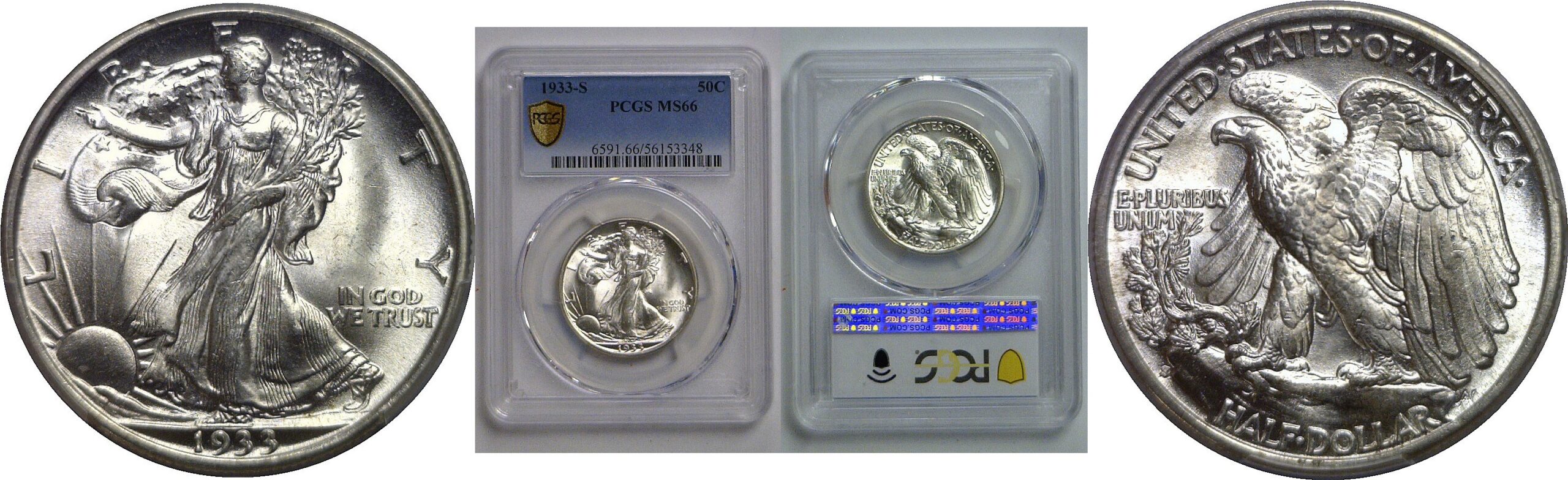 1933-S Walking Liberty Half Dollar   PCGS MS-66