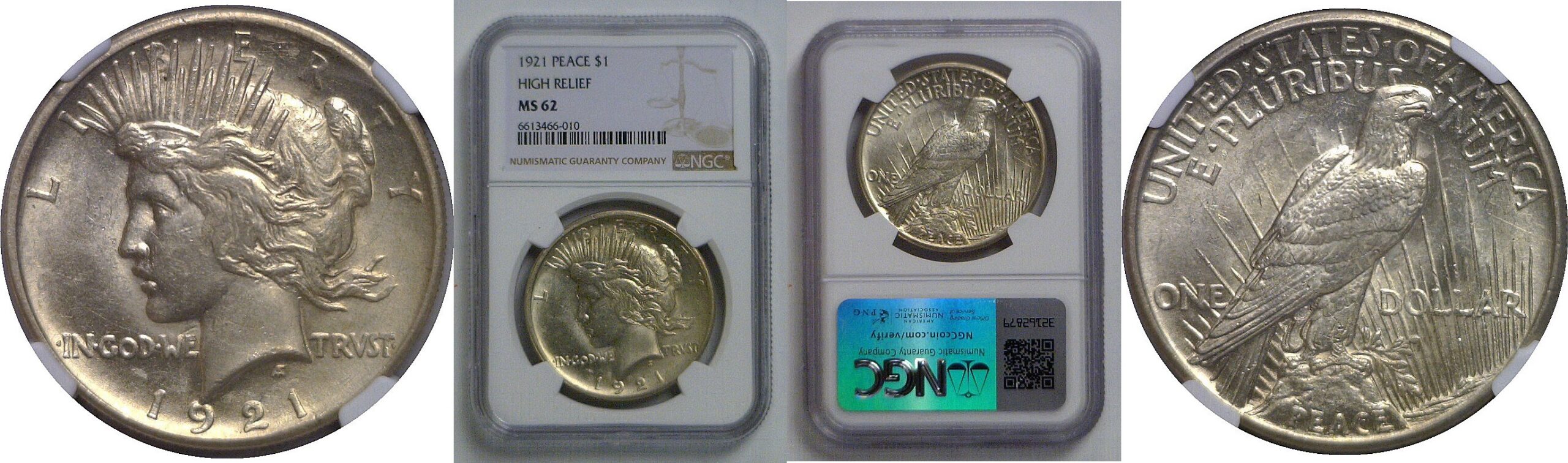 1921 Peace Dollar   NGC MS-62