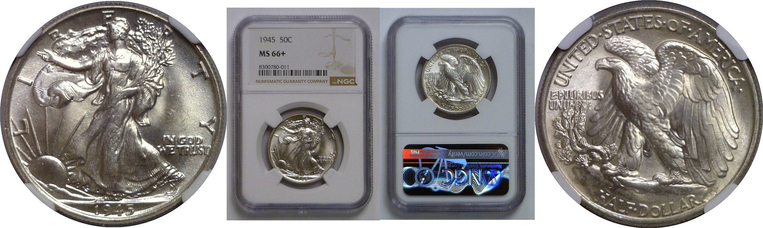 1945 Walking Liberty Half Dollar   NGC MS-66+