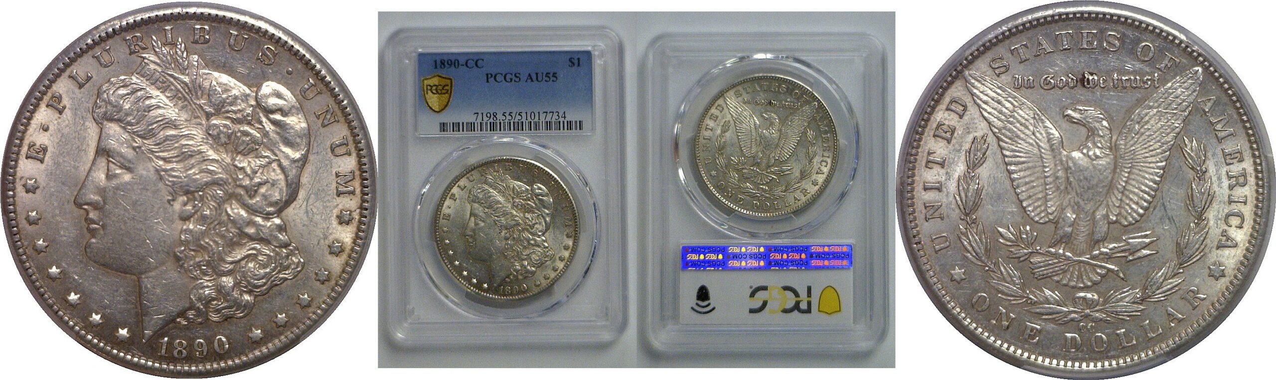 1890-CC Morgan Dollar   PCGS AU-55