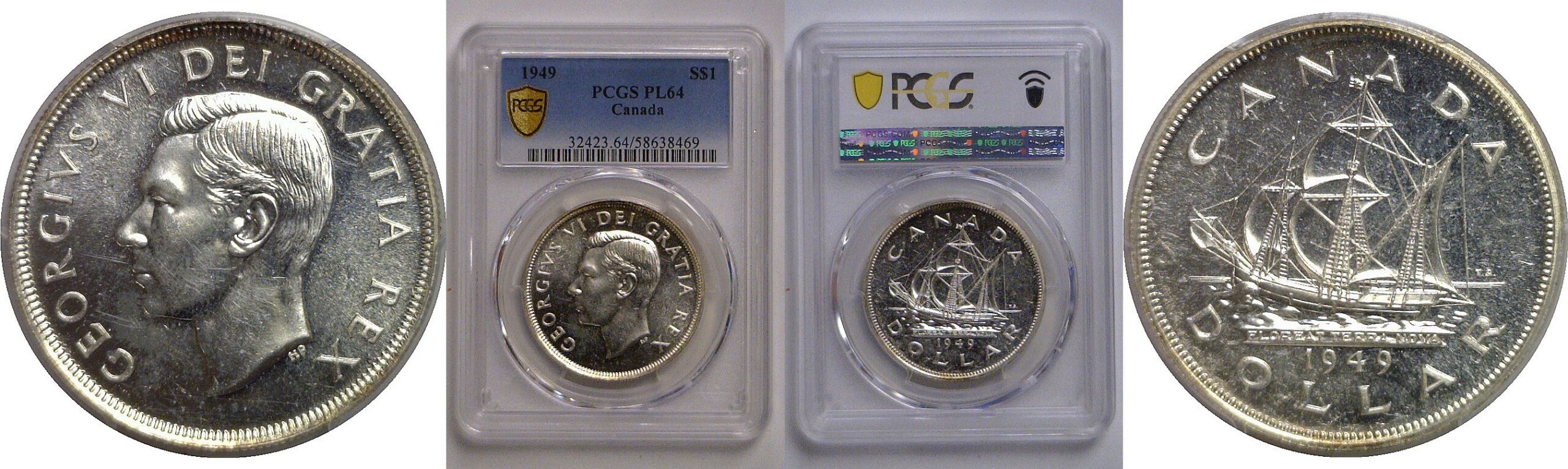 1949 Canadian Silver Dollar   PCGS PL64