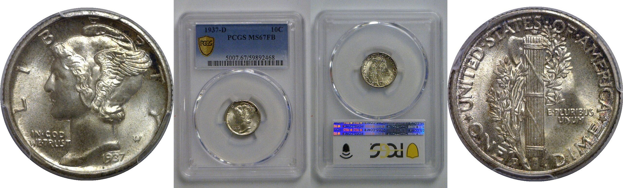 1937-D Mercury Dime   PCGS MS-67 FB