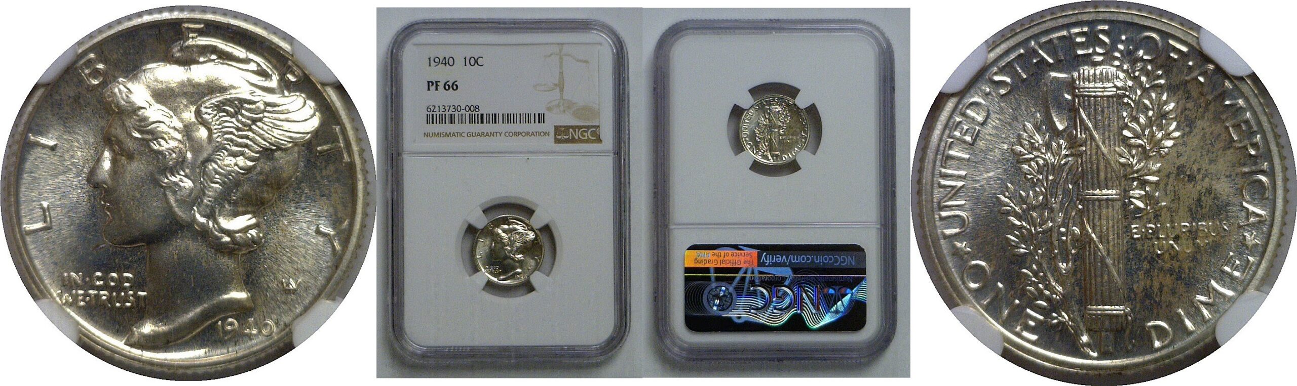 1940 Mercury Dime   NGC PF-66