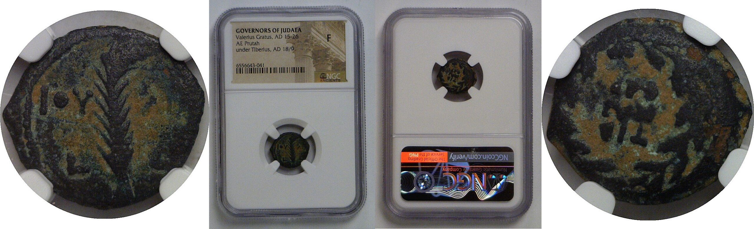 15-26 AD Governors Of Judaea Valerius Gratus AE Prutah NGC Fine