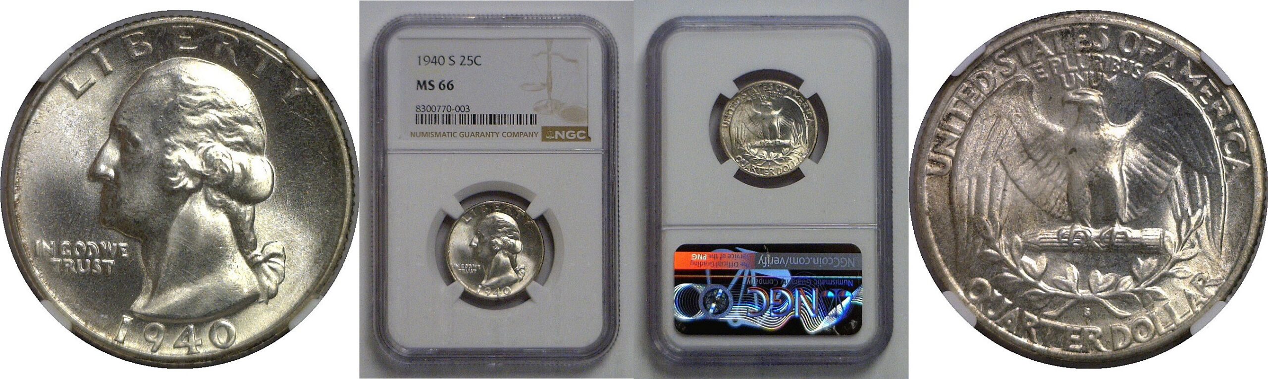 1940-S Washington Quarter   NGC MS-66