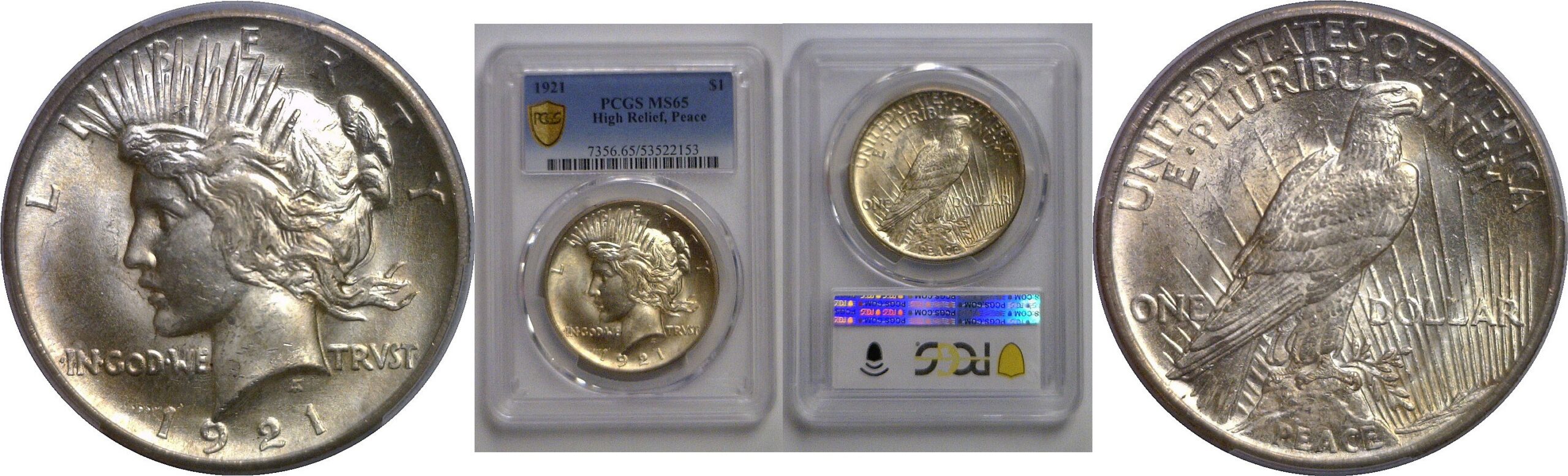 1921 Peace Dollar   PCGS MS-65