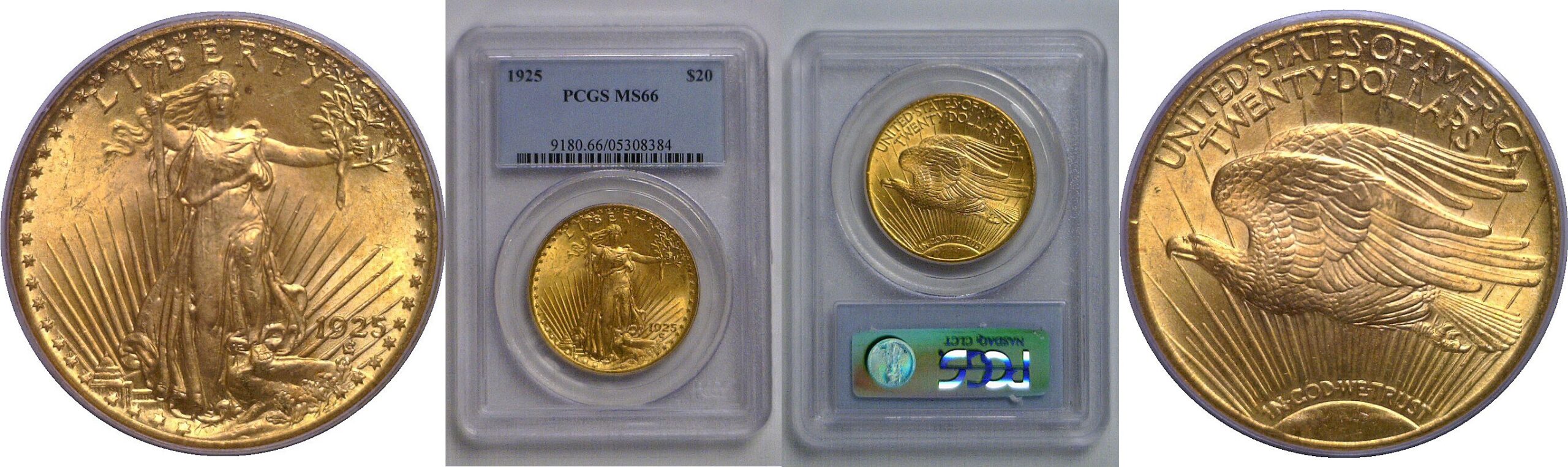 1925 $20 St. Gaudens   PCGS MS-66