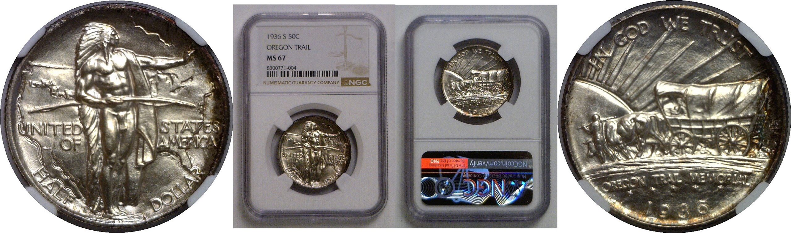 1936-S Oregon Trail Commemorative Half Dollar   NGC MS-67