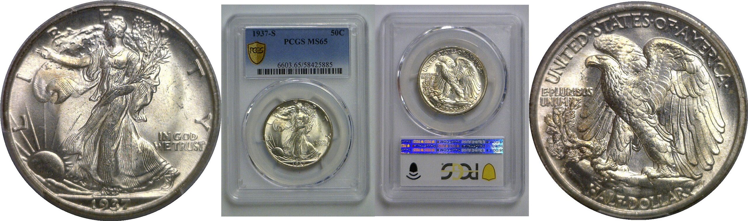 1937-S Walking Liberty Half Dollar   PCGS MS-65