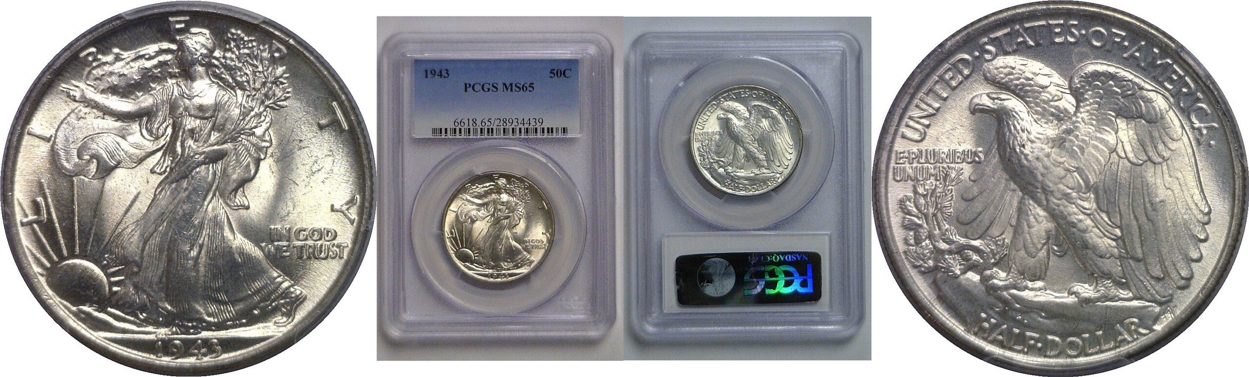 1943 Walking Liberty Half Dollar   PCGS MS-65