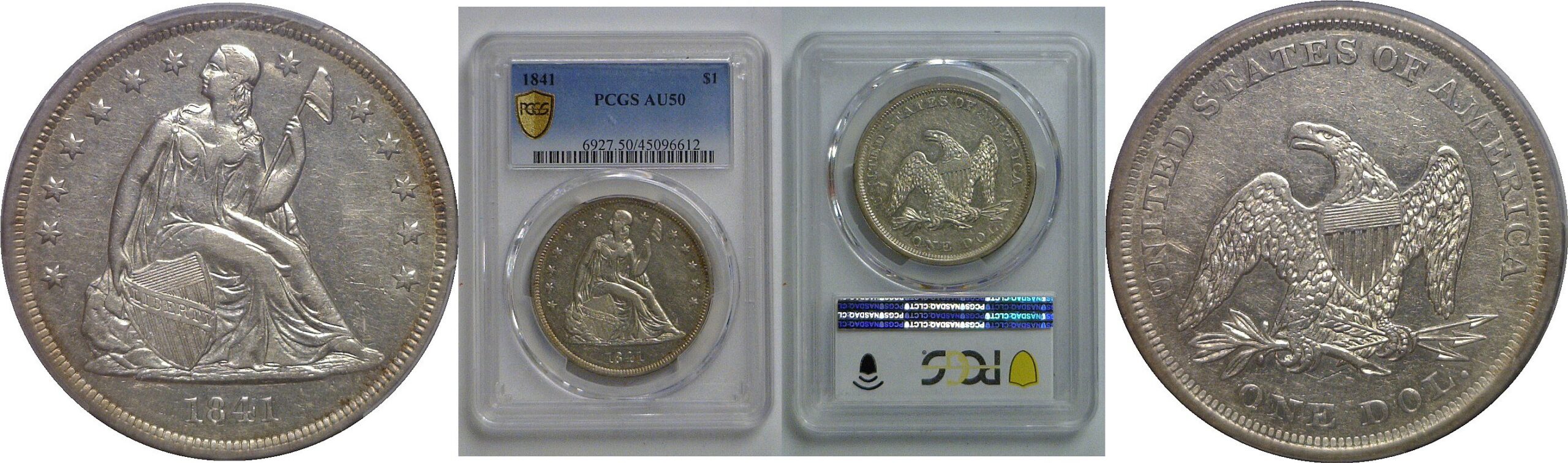 1841 Seated Liberty Dollar   PCGS AU-50
