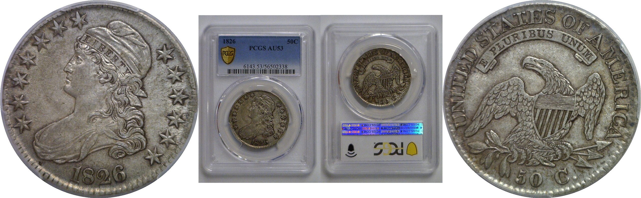 1826 Bust Half Dollar   PCGS AU-53