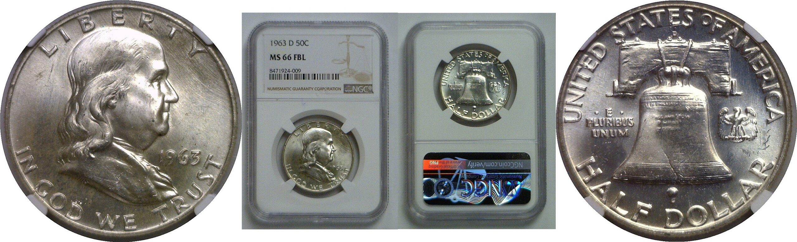 1963-D Franklin Half Dollar   NGC MS-66 FBL